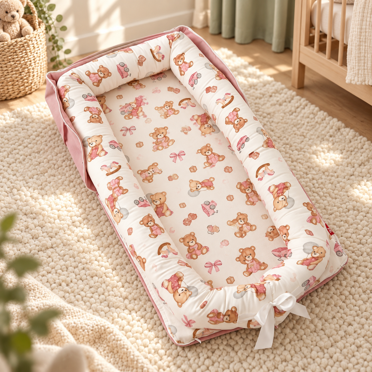 My Little Essentials™ Foldaway Baby Travel Mat & Bag — Teddy Bear, nursery lifestyle photograph