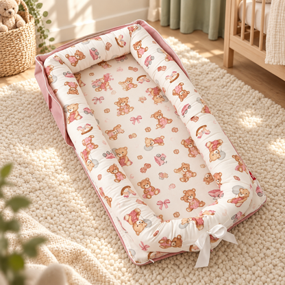 My Little Essentials™ Foldaway Baby Travel Mat & Bag — Teddy Bear, nursery lifestyle photograph