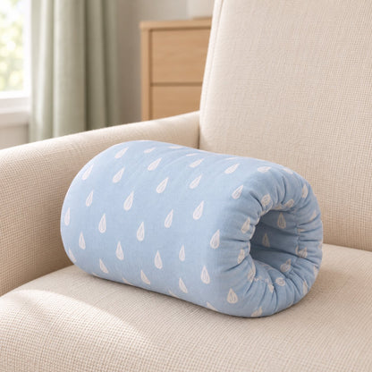 My Little Essentials™ Feeding Arm Pillow — Blue Raindrops, nursery lifestyle photograph