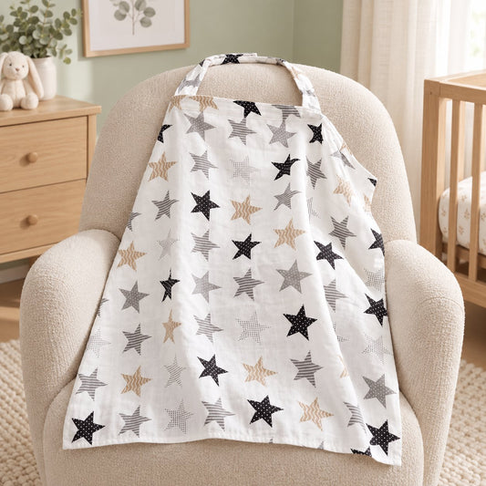 My Little Essentials™ Baby Nursing Cover Poncho — Nordic Star, nursery lifestyle photograph