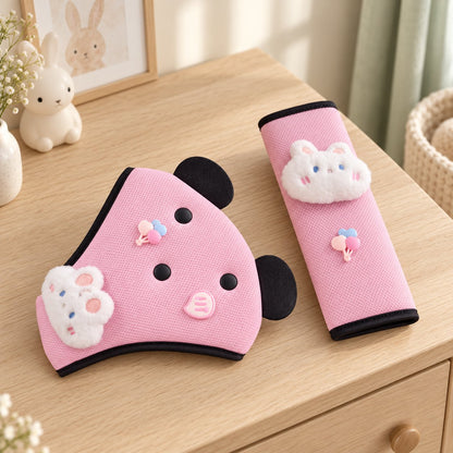 My Little Essentials™ Journey Seat Belt Pad — Fluffy Bunny Pink, nursery lifestyle photograph