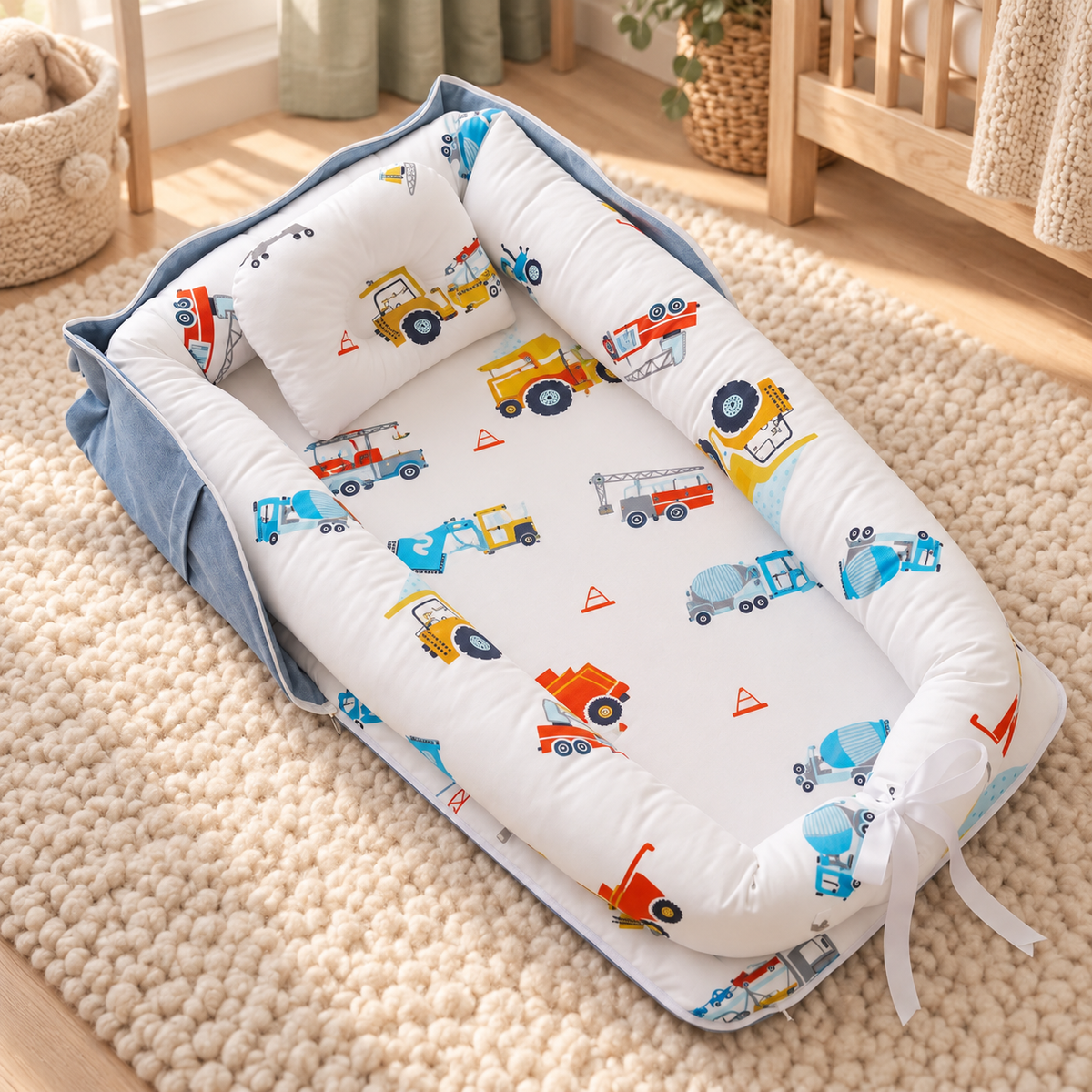 My Little Essentials™ Foldaway Baby Travel Mat & Bag — Cars, nursery lifestyle photograph