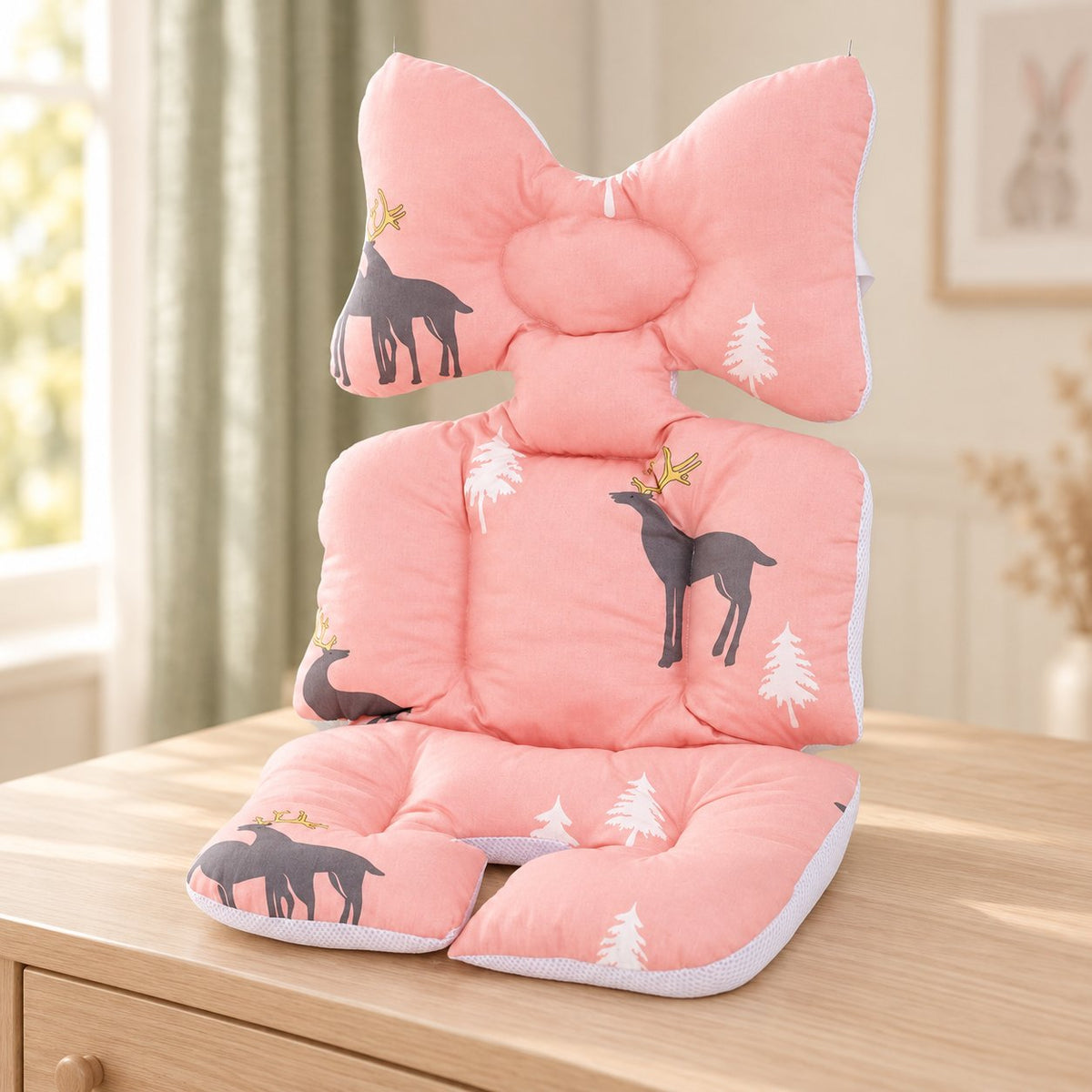 My Little Essentials™ Breathable Head Support Stroller Pad — Light Pink, nursery lifestyle photograph