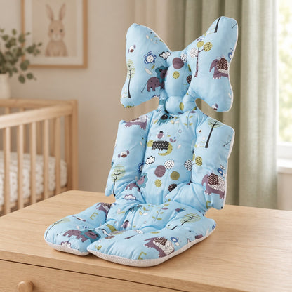 My Little Essentials™ Breathable Head Support Stroller Pad — Blue, nursery lifestyle photograph