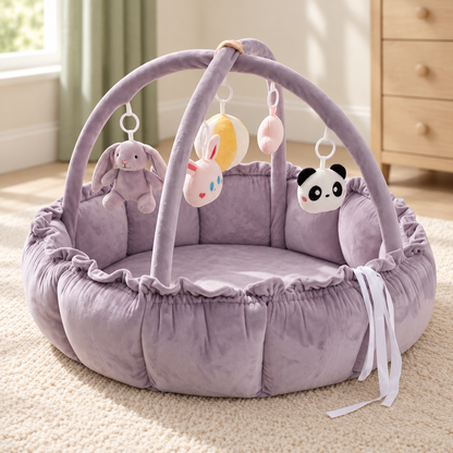 My Little Essentials™ Grove Baby Play Gym — Plush Lavender Bunny, nursery lifestyle photograph
