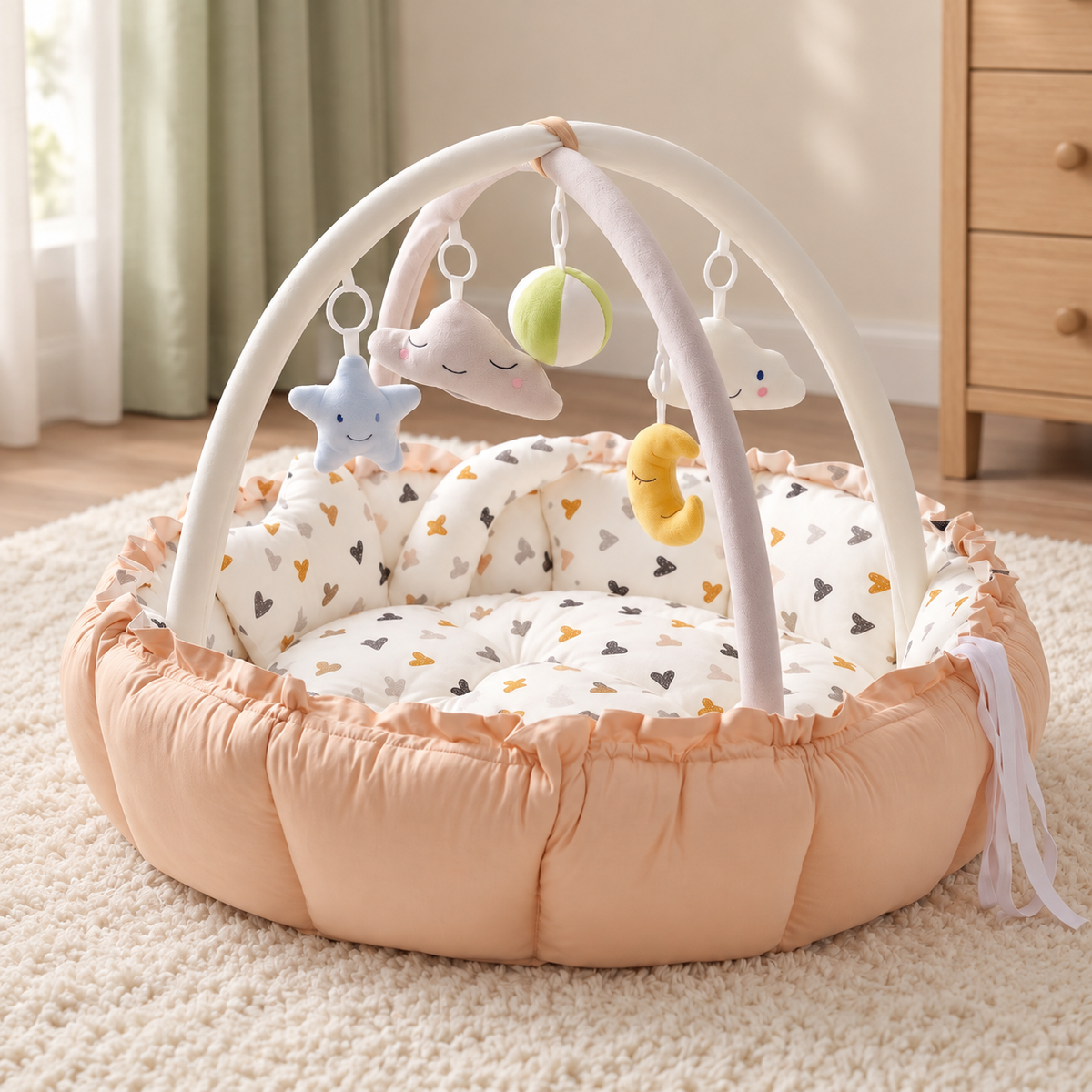 My Little Essentials™ Grove Baby Play Gym — Little Heart Hugs, nursery lifestyle photograph
