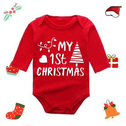 Christmas Red Newborn Baby Romper - Festive Long-Sleeve Onesie