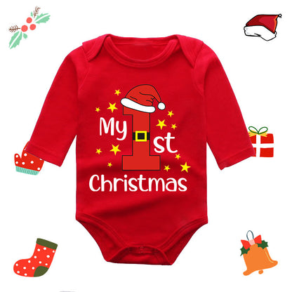 Christmas Red Newborn Baby Romper - Festive Long-Sleeve Onesie