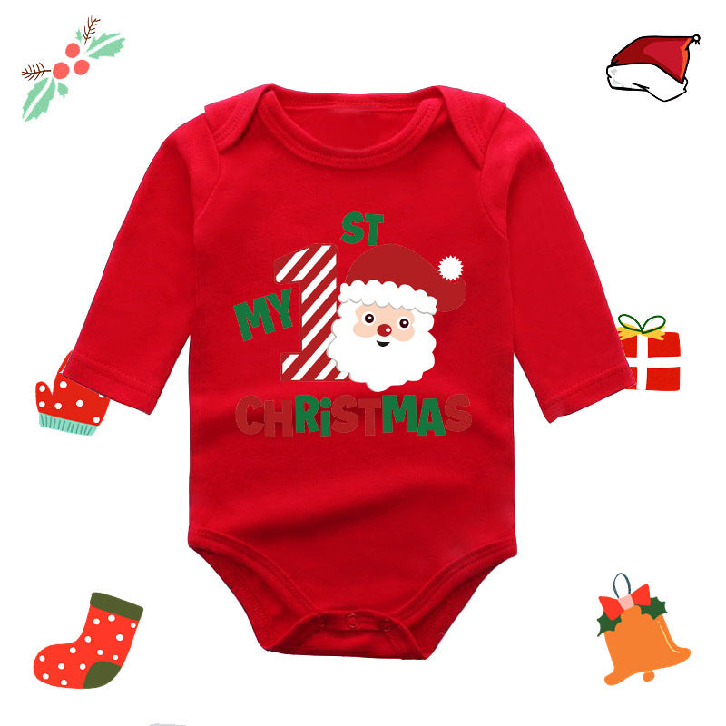 Christmas Red Newborn Baby Romper - Festive Long-Sleeve Onesie