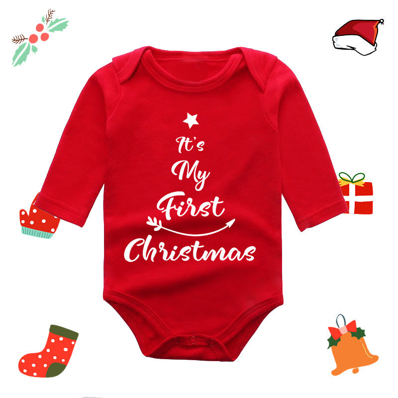 Christmas Red Newborn Baby Romper - Festive Long-Sleeve Onesie