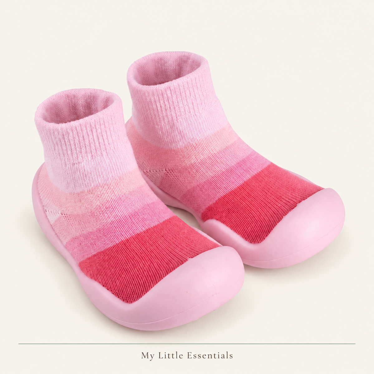 My Little Essentials Sock Shoes — Pink with rainbow stripes