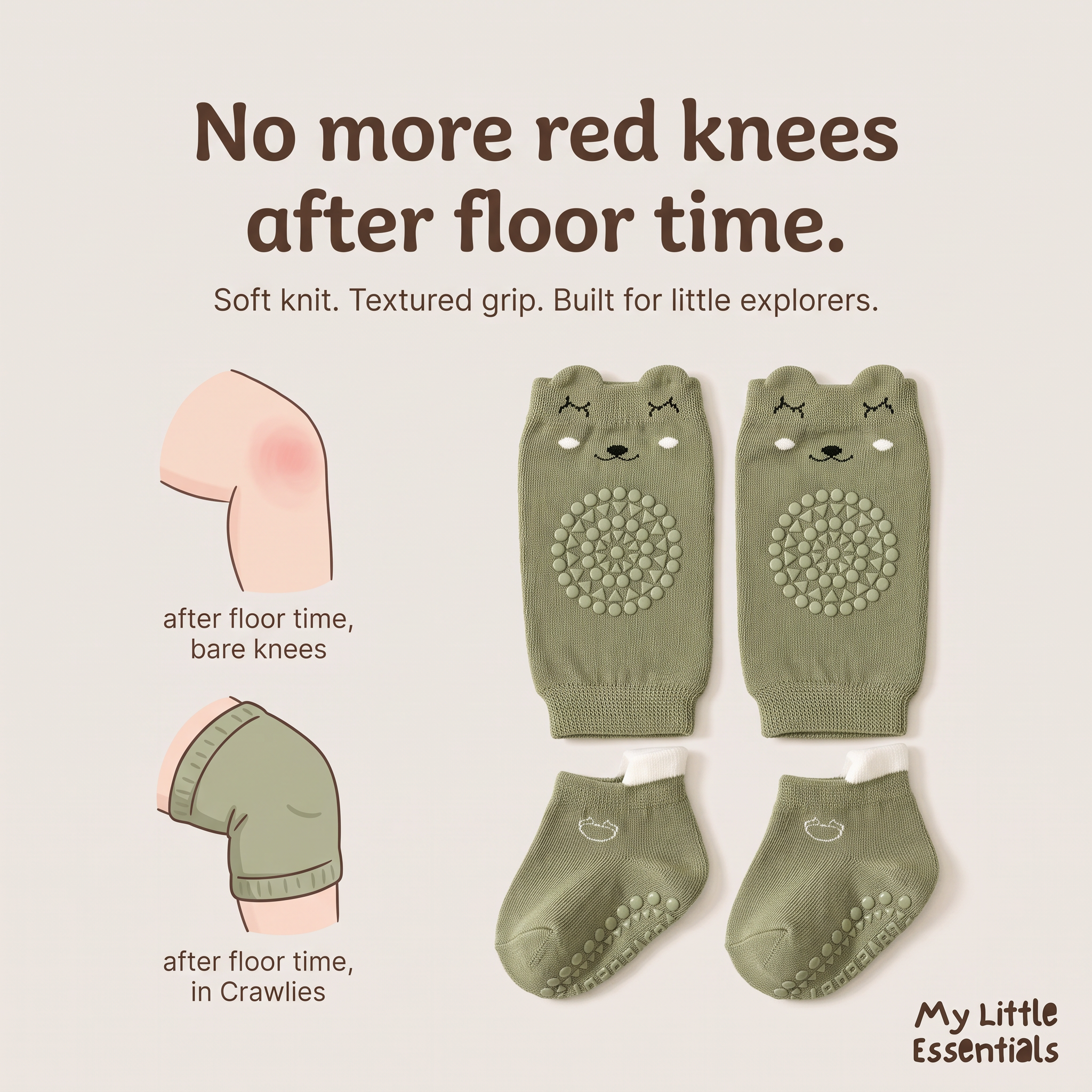 Crawlies knee sleeves during crawling play