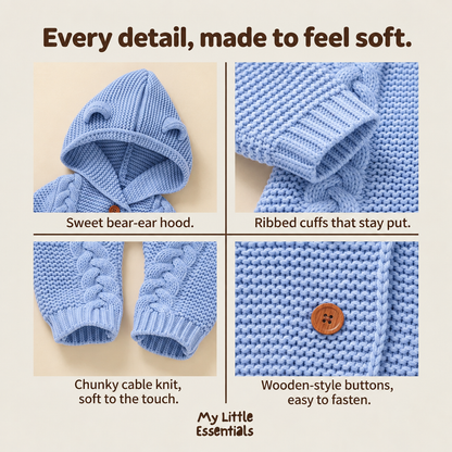 My Little Essentials Hooded Knitted Jumpsuit – fabric detail showcase