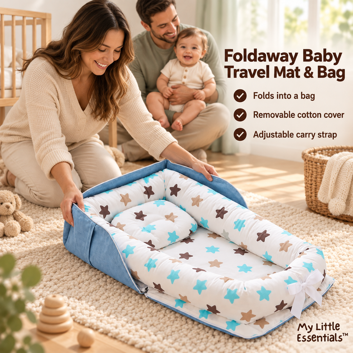 Foldaway Baby Travel Mat & Bag — My Little Essentials benefits